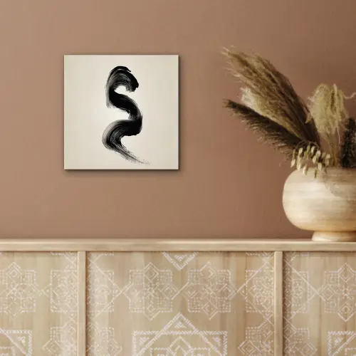 Penseelstreek - Zwart - Minimalistisch aluminium wit klein -sfeer4