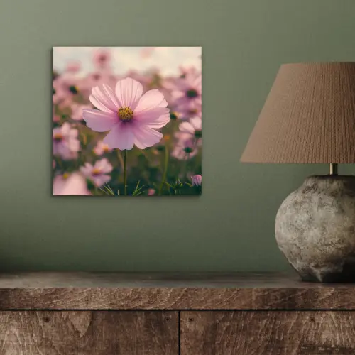 Bloemen - Paars - Wazig aluminium wit klein -sfeer2