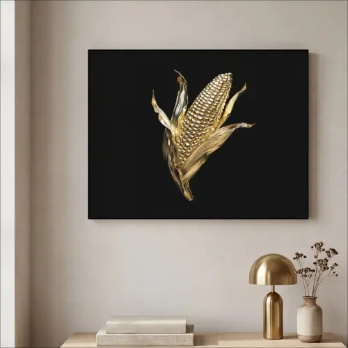 Mais - Eten - Goud - Zwart Textielframe zwart klein -sfeer2