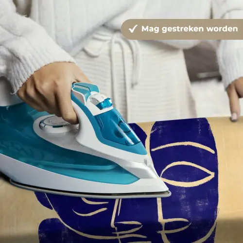 Okergeel - Blauw - Eenvoudige lijnen Wandkleed katoen klein -sfeer9