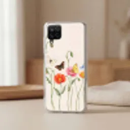 Vlinders - Klaprozen - Illustratie - Kleurrijk Telefoonhoesje Samsung Galaxy A12 klein -sfeer2