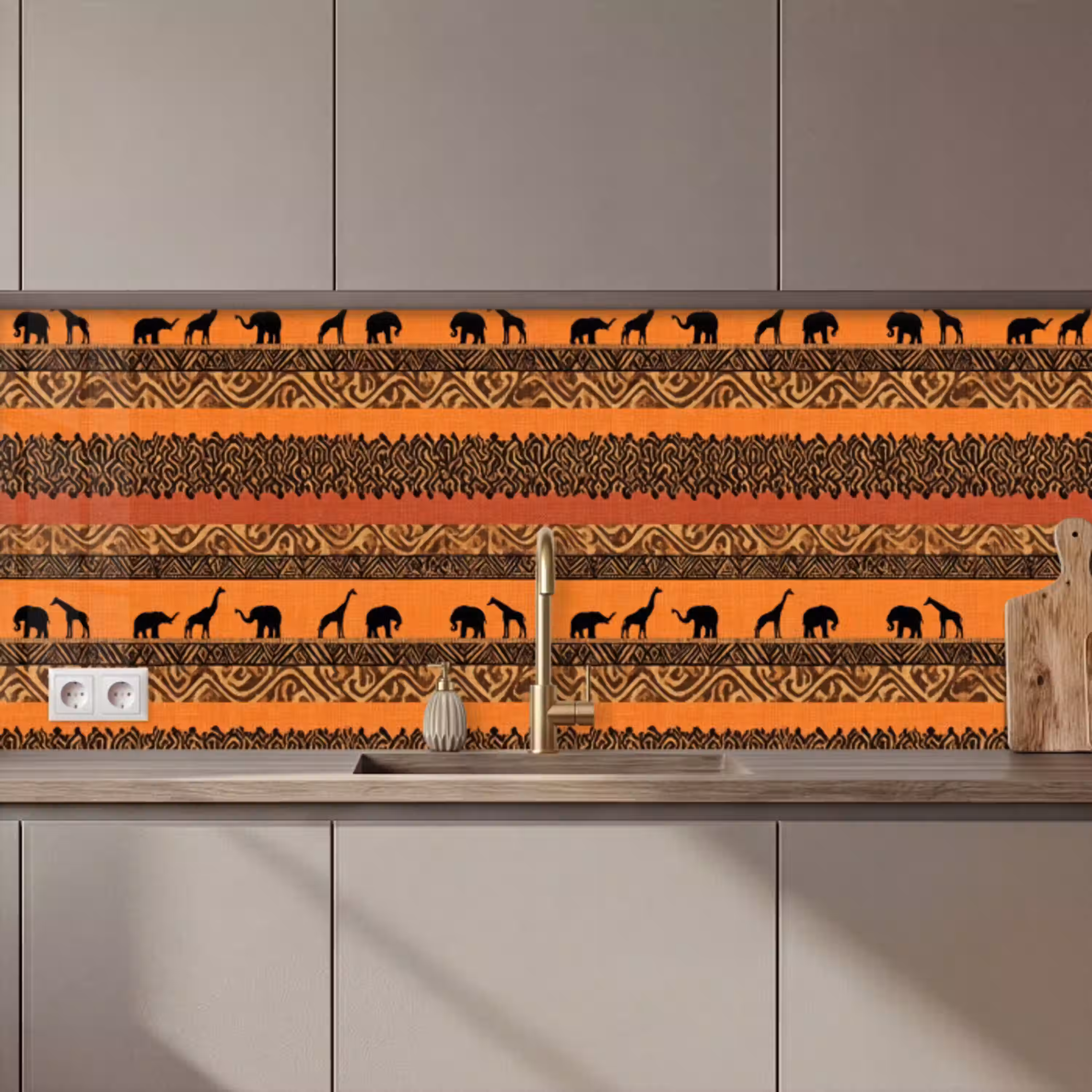 Oranje - Safari - Afrikaans - Dieren - Patroon keuken achterwand 2 middel 871 zz_3dshopping