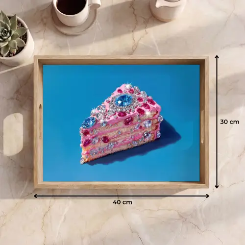 Taart - Edelstenen - Glitters - Roze Dienblad Rechthoek middel -USP_Formaat