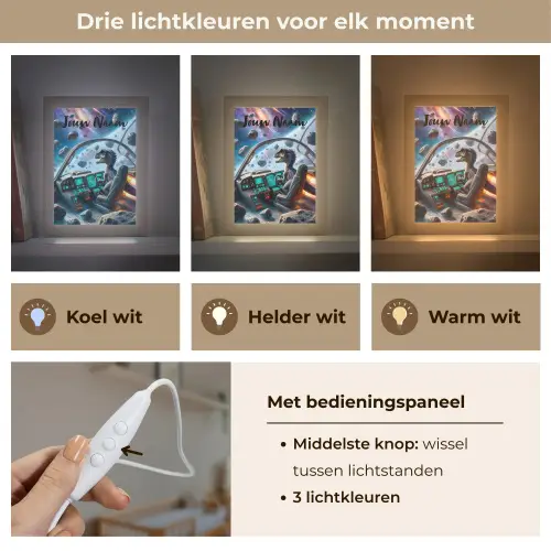 Dino - Ruimte - Jongens Light Box met kabel (Kinderlampje) klein -USP_lichtkleurNL