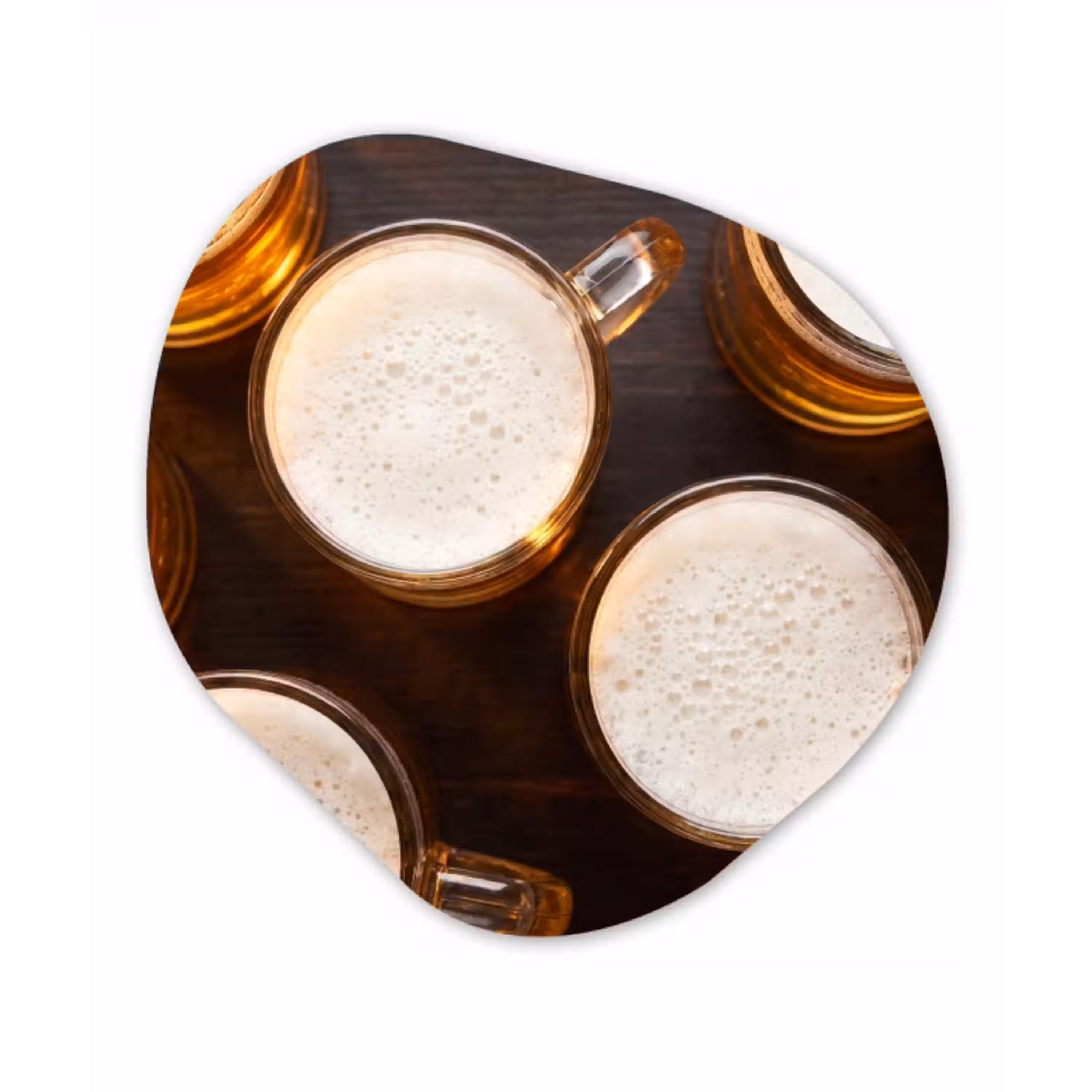 Bier - Glazen - Schuim - Hout - Drank Wandcirkel Organisch Forex 3mm klein -3d