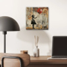 Graffiti - Banksy - Meisje - Street art aluminium wit klein -sfeer5