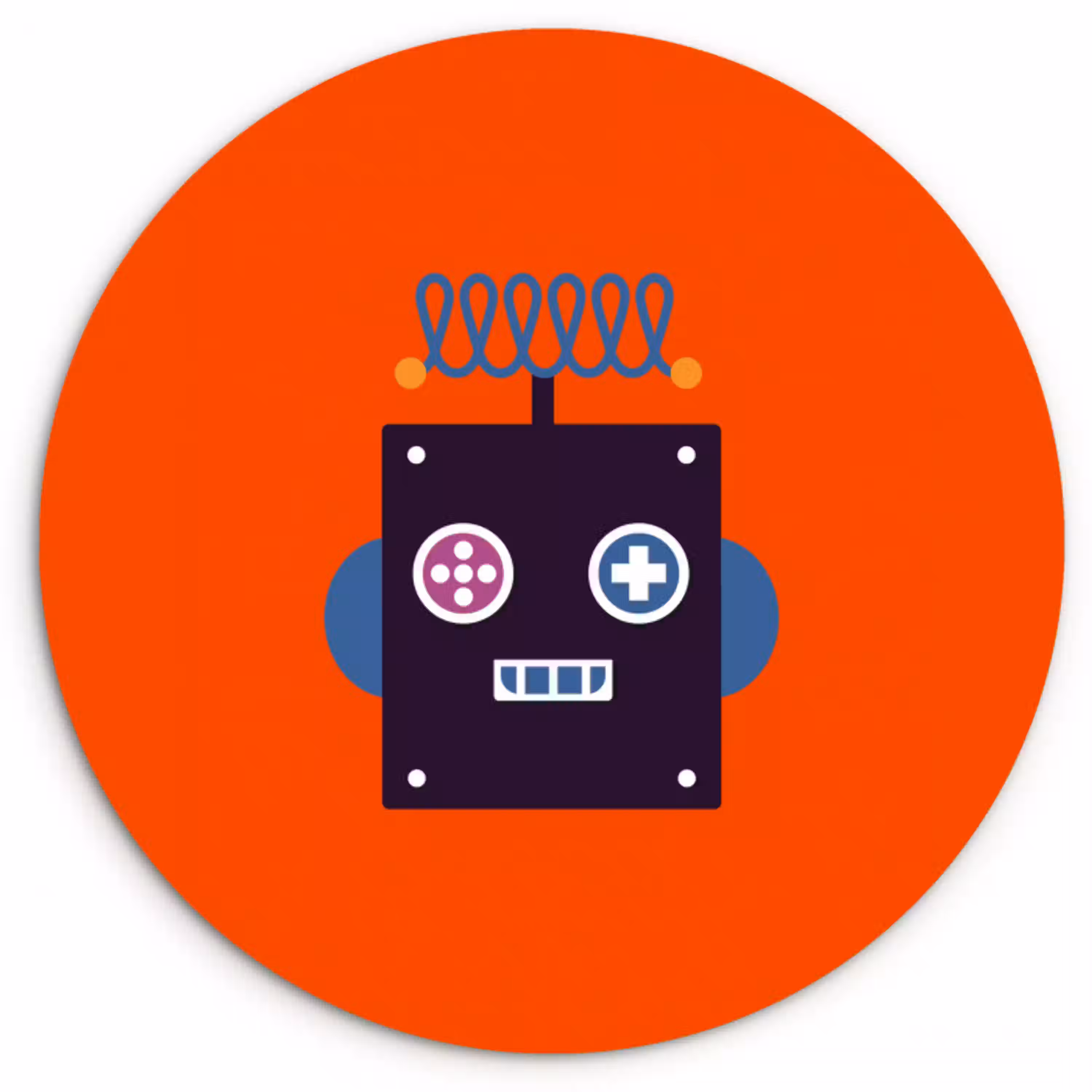 Robot - Rood - Gezicht - Vormen - Jongens - Kids Wandcirkel kunststof plaat 5mm dik klein -3d