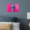 Neon - Blauw - Pop-art - Schedel poster papier klein -sfeer2