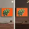 Blad - Oranje - Stippen - Kleurrijk Light Box met batterij (Wandlamp) middel -sfeer3