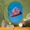 Taart - Edelstenen - Glitters - Roze Wandcirkel Ovaal Glas middel -sfeer2