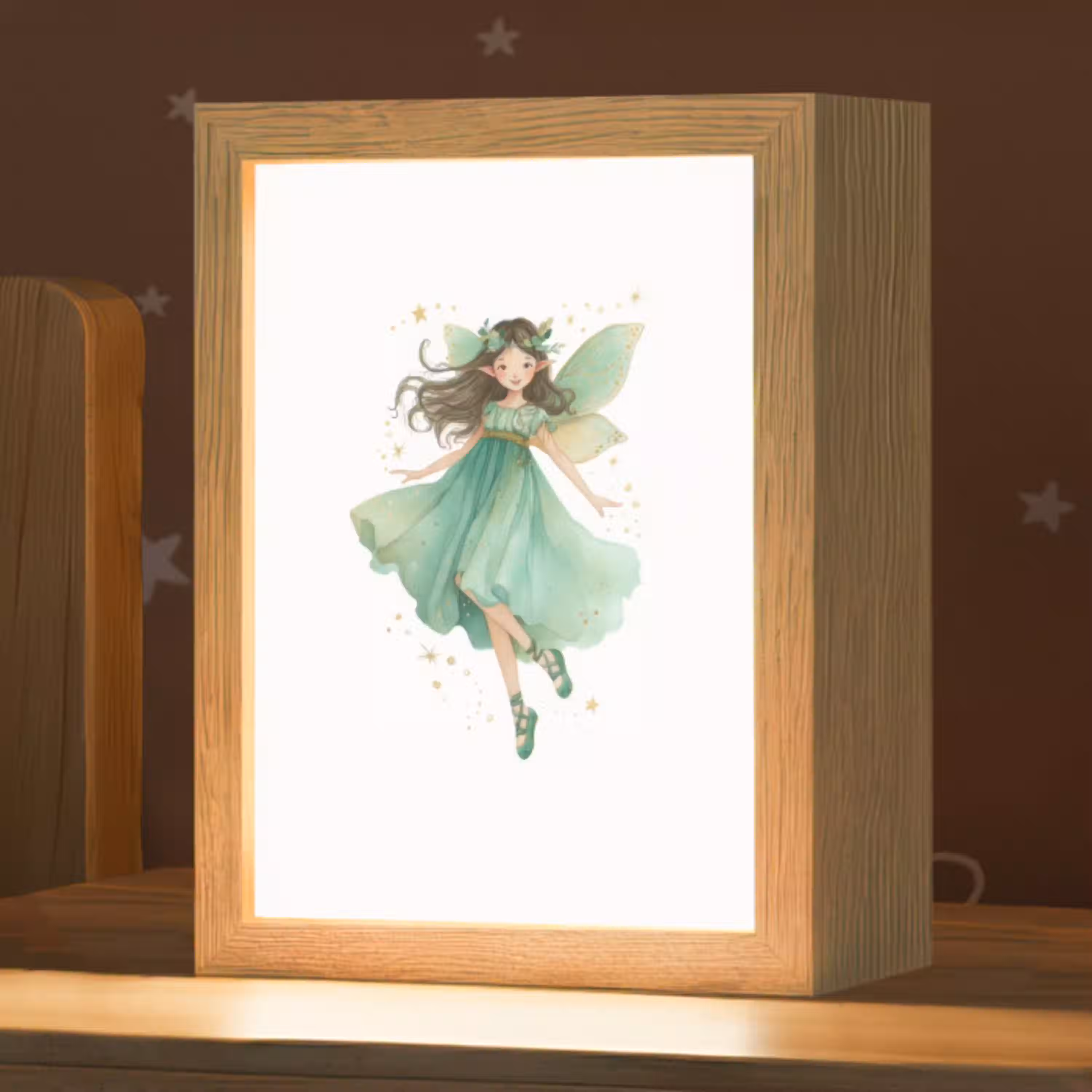 Bosfee - Groen - Sprookje Light Box met kabel klein -zzz_3d_website