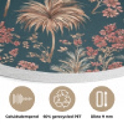 Botanisch - Patroon - Blauw Akoestische PET Vilt - Rond klein 838 -closeup_NL