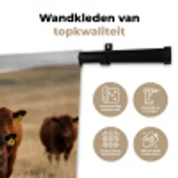Runderen - Kudde - Landschap - Weide - Rustig Wandkleed katoen middel -sfeer2