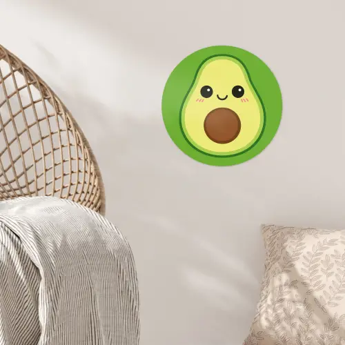 Avocado - Groen - Speels Wandcirkel behangsticker klein -sfeer4