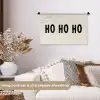 Kerstmis - Ho ho ho - Spreuken - Beige - Kerstman Wandkleed katoen klein -sfeer1