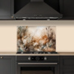 Abstract - Beige - Verf - Kunst - Natuur - Bloemen keuken achterwand spatscherm klein -sfeer1