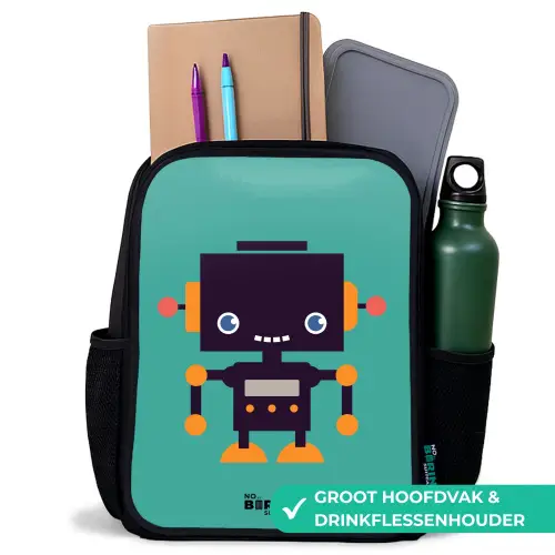 Groene robot Rugzak - Zwart middel -inhoud_NL