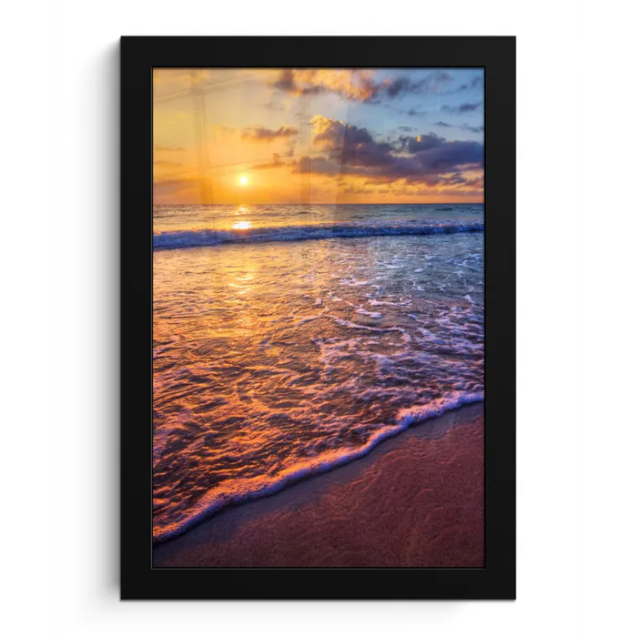 Zee - Strand - Zonsondergang - Wolken - Horizon fotolijst zwart zonder passe partout klein -3d