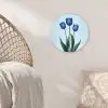 Tulpen - Blauw - Bladeren Wandcirkel plexiglas klein -sfeer5