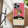 Meisje - Kopje - Bloemen - Roze Hoesje iPhone 16 Pro Max met koord klein -sfeer4