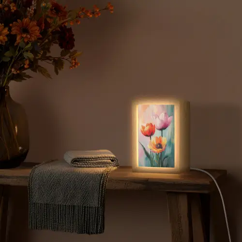 Dromerig - Bloemen - Verfijnde details Light Box met kabel (Tafellamp) klein -sfeer4