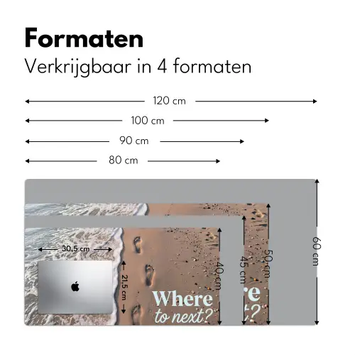 Where to next - Strand - Voetstappen Muismat XXL klein -sfeer5