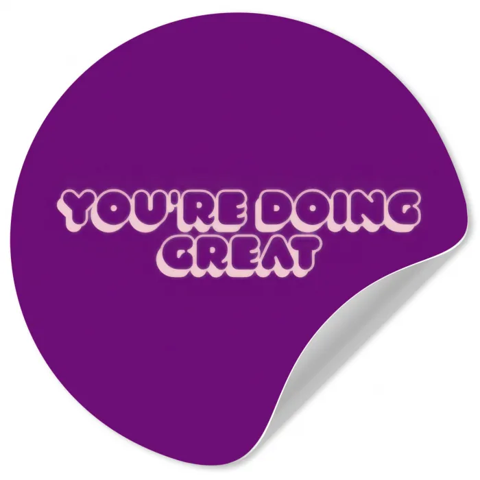 You're doing great - Paars - Bubble letters Wandcirkel behangsticker klein -3d