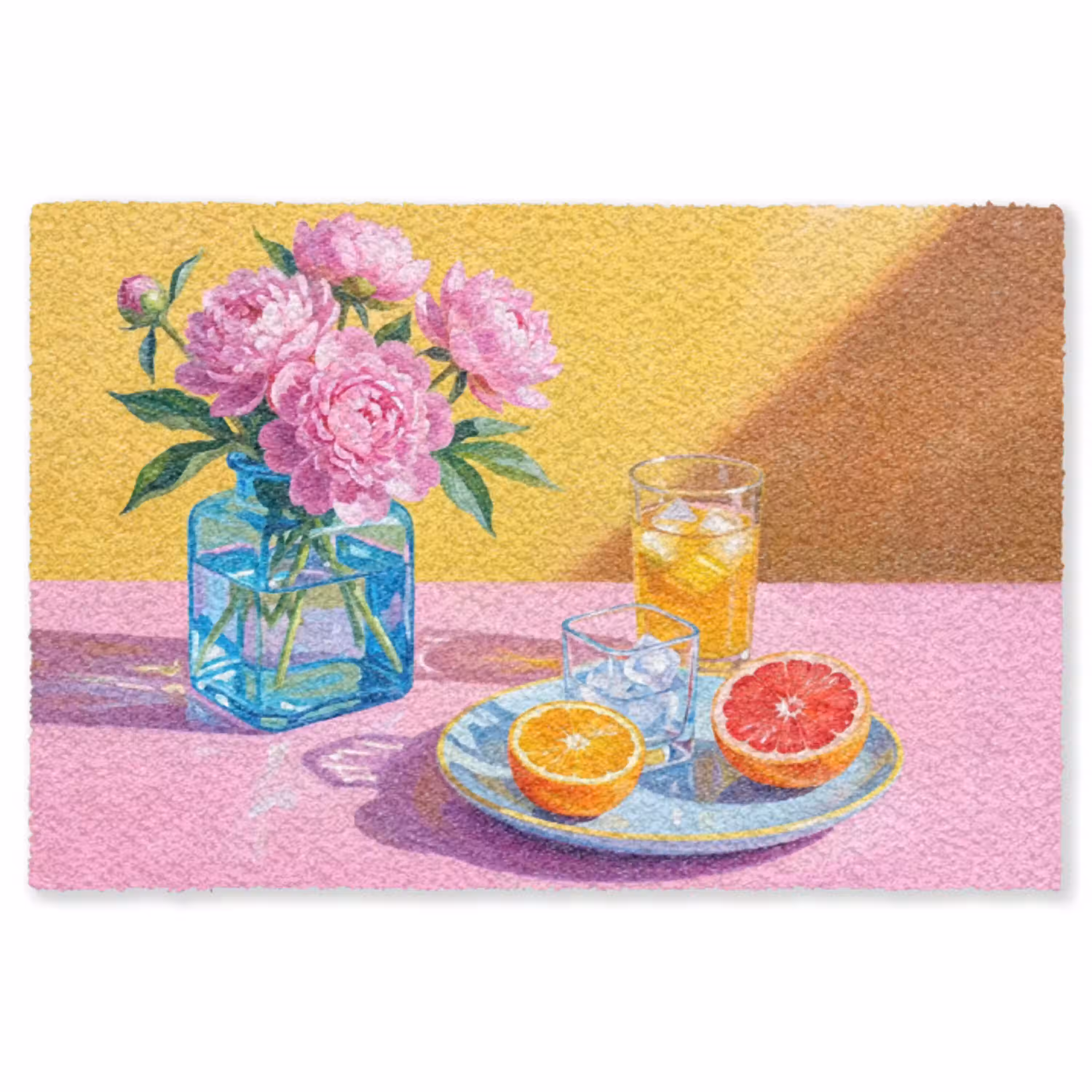Bloemen - Roze - Modern Vloerkleed Rechthoek klein -3d