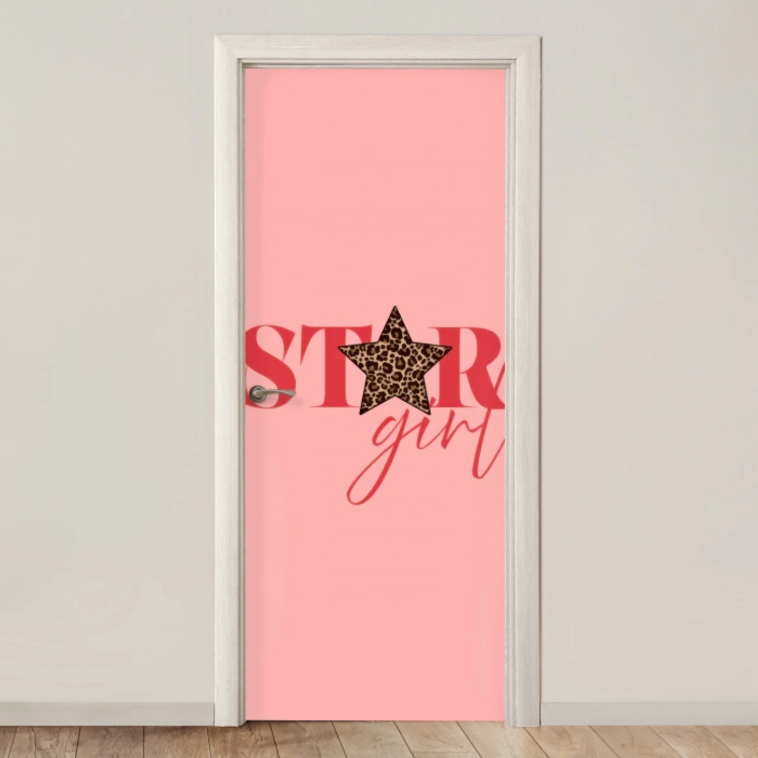 Star girl - Roze - Panter - Ster deurposter klein -3d_beige