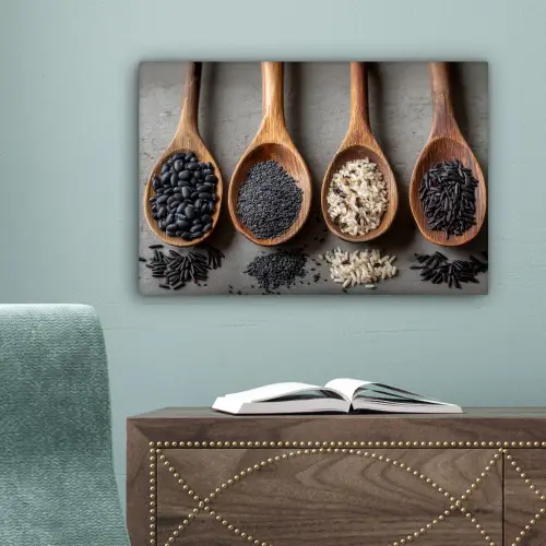 Houten - Lepels - Rijst - Zaden canvas 2cm klein -sfeer4