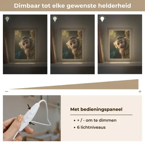 Aap - Boomstronk - Bruin Light Box met kabel klein -USP_dimbaarNL