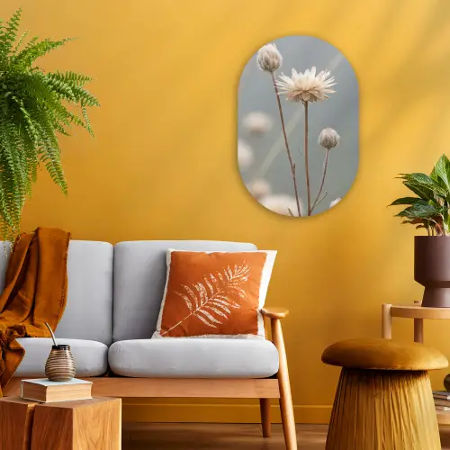 Strobloemen - Wit - Daglicht Wandcirkel Ovaal Forex klein -sfeer4