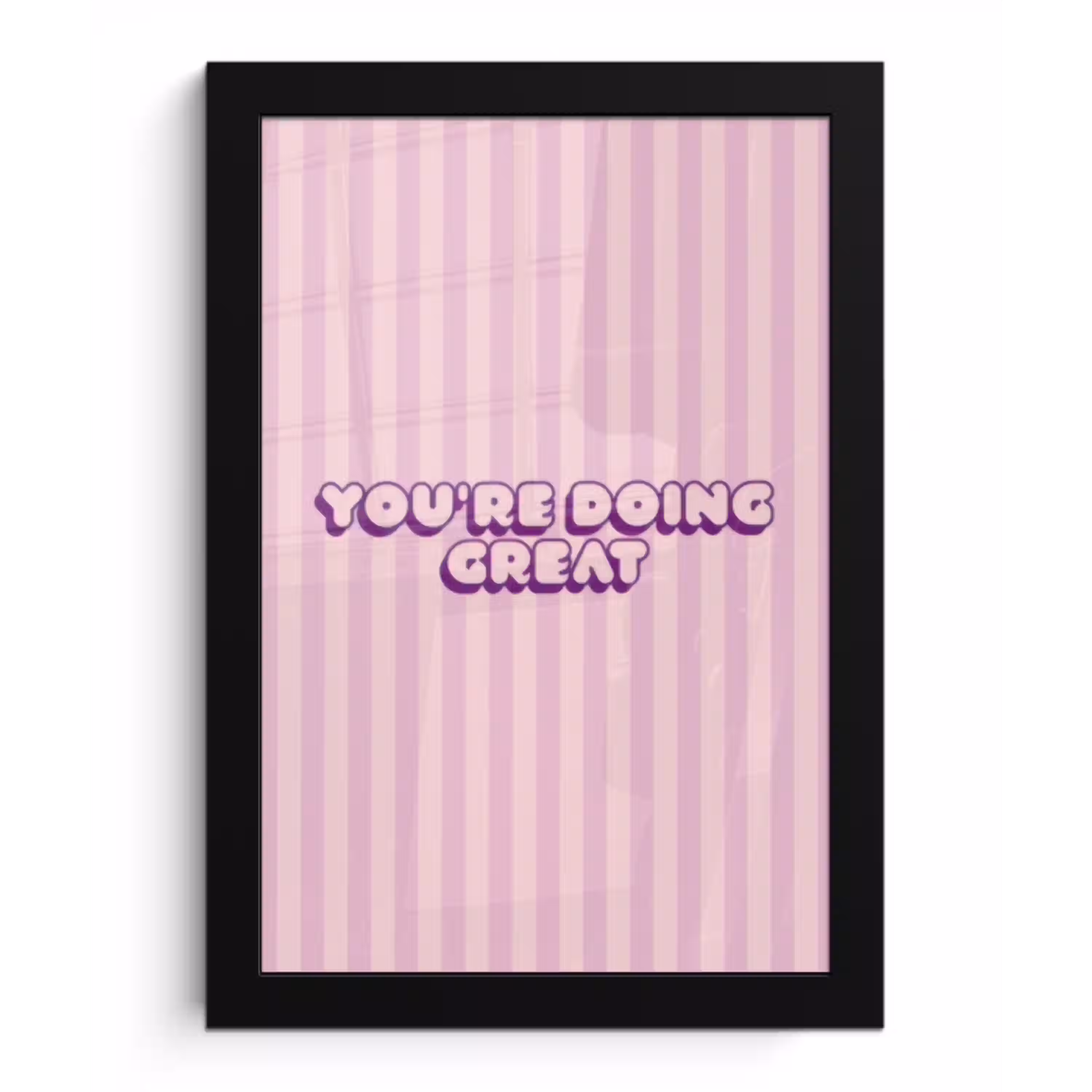 Paars - Strepen - You're doing great - Schaduw fotolijst zwart zonder passe partout klein -3d