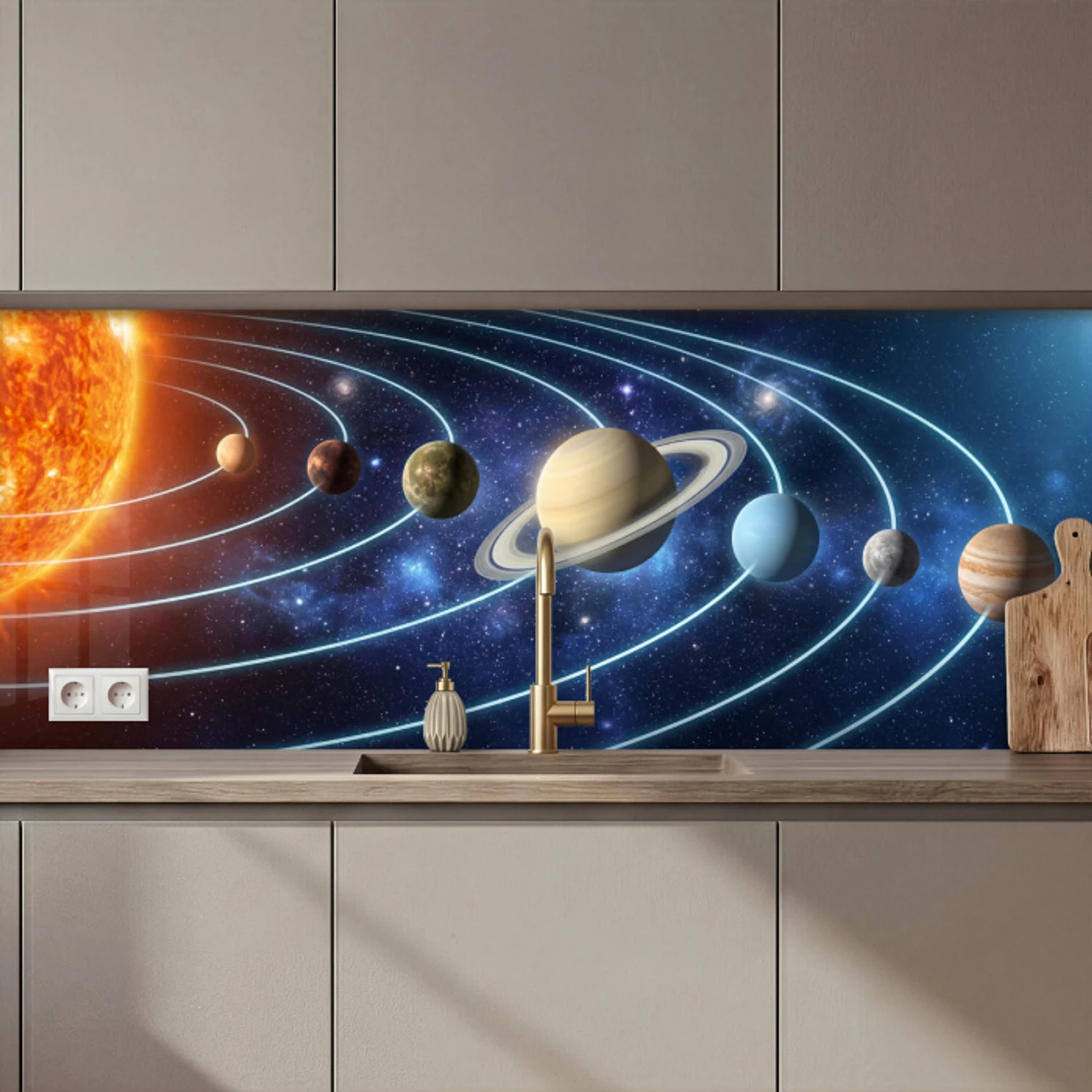 Ruimte - Zonnestelsel - Blauw keuken achterwand 2 middel zz_3dshopping