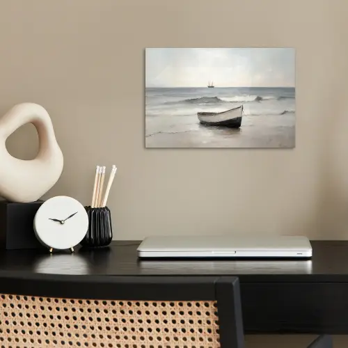 Roeiboot - Zee - Horizon poster papier klein -sfeer1