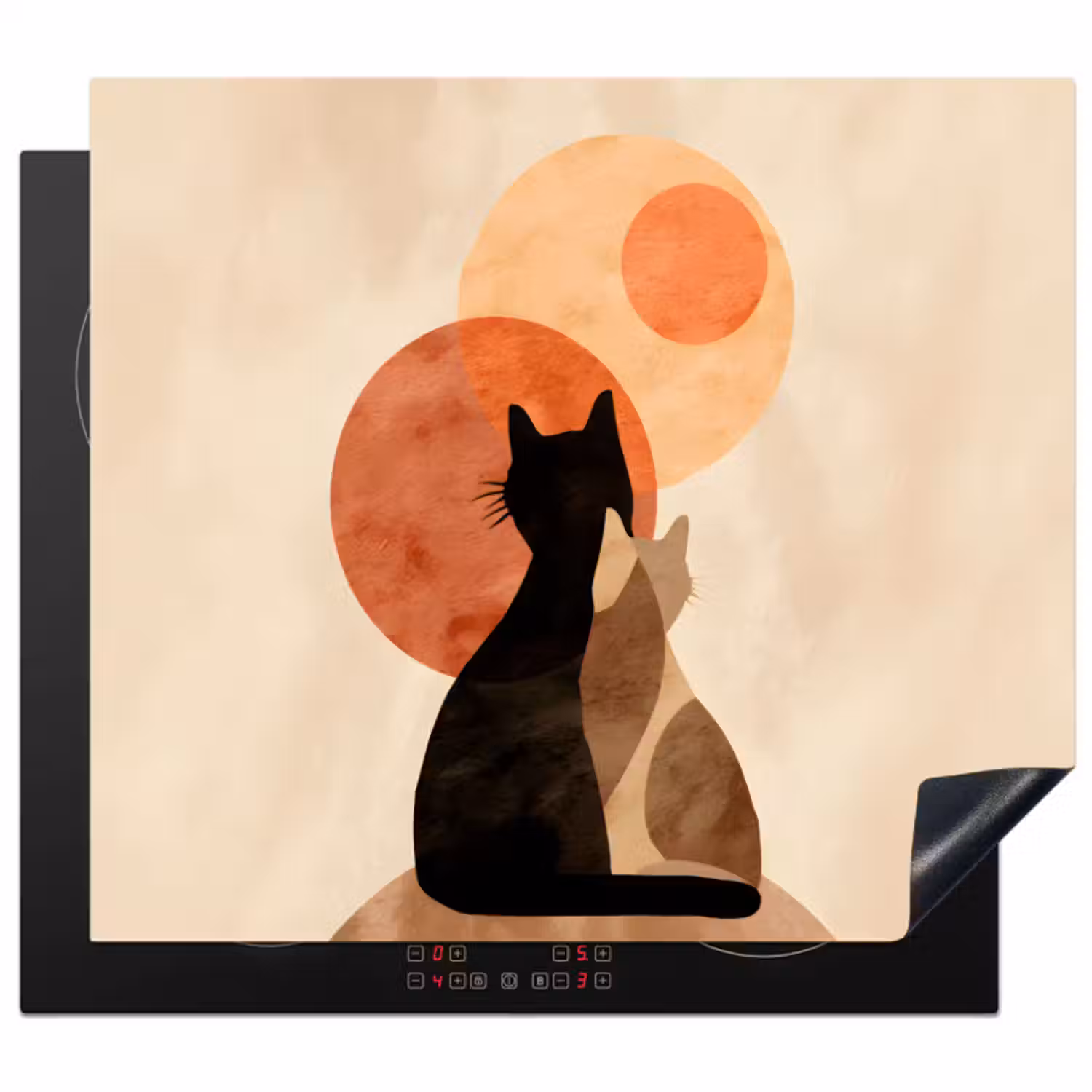 Inductie beschermer - Katten - Zwart - Abstract - Cirkels
