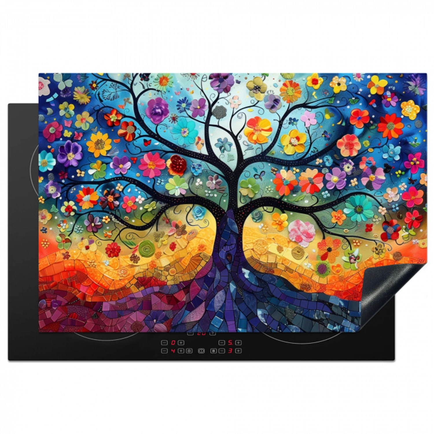 Levensboom - Kleuren  - Boom Inductie beschermer vinyl 3mm klein -3d