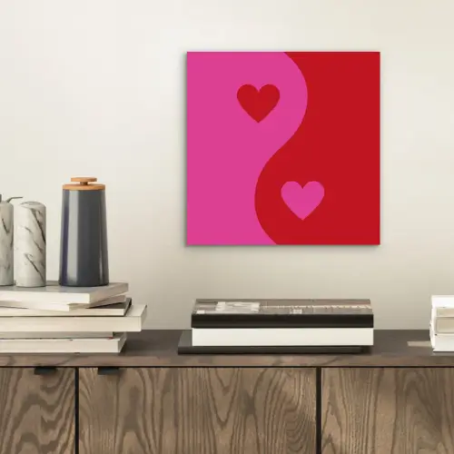Minimalistisch - Rood - Roze - Hartjes aluminium wit klein -sfeer1