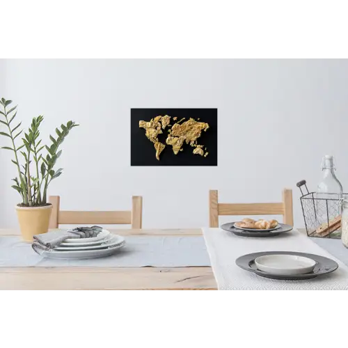 Wereldkaart - Pasta - Zwart Muursticker klein -eettafel