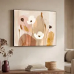 Bloemen - Abstract - Beige - Line art Textielframe zwart klein -sfeer3