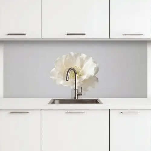 Bloem - Minimalistisch -Wit keuken achterwand 2 middel -3d