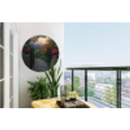 Landschap - Hek - Pad - Zonsondergang - Natuur Wandcirkel tuinposter met ringen klein -buiten1