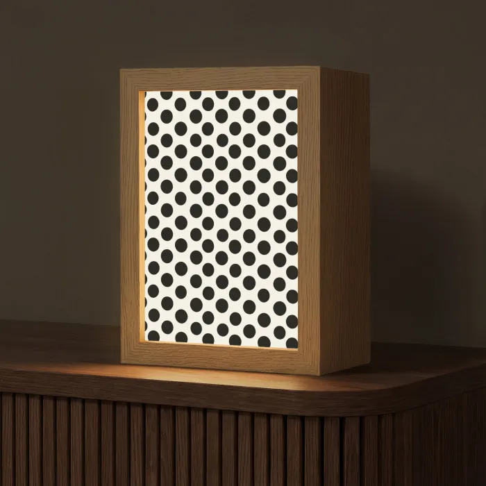 Klassiek - Stippen - Zwart Light Box met kabel (Tafellamp) klein 925 -z3d_website