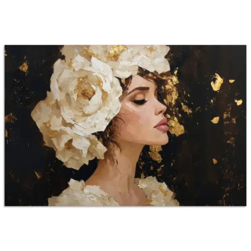 Abstract - Vrouw - Bloemen - Wit poster papier klein -3d