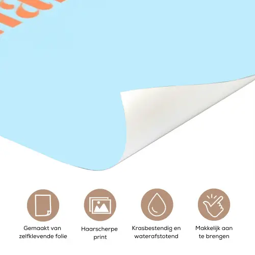 Blauw - Oranje - Just want to be happy & naked deurposter klein -closeup_NL