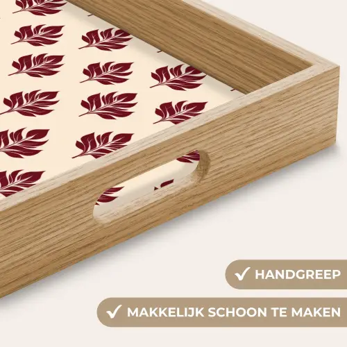 Botanisch - Patroon - Bordeaux Dienblad Rechthoek middel 911 -USP_HandgreepNL