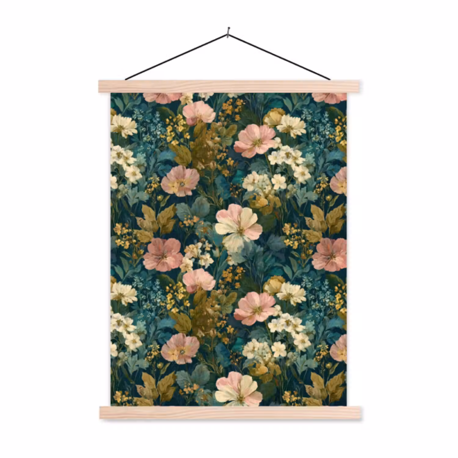 Hanging Poster - Wildflowers - Botanical - Patterned - Pink - Romantic