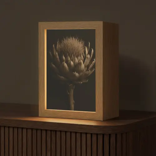 Donkerbruin - Bloem - Textuur - Artisjok Light Box met kabel (Tafellamp) klein -z3d_website