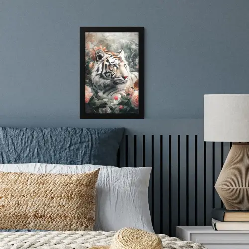 Tijger - Wilde dieren - Bloemen - Jungle fotolijst zwart zonder passe partout klein -sfeer3