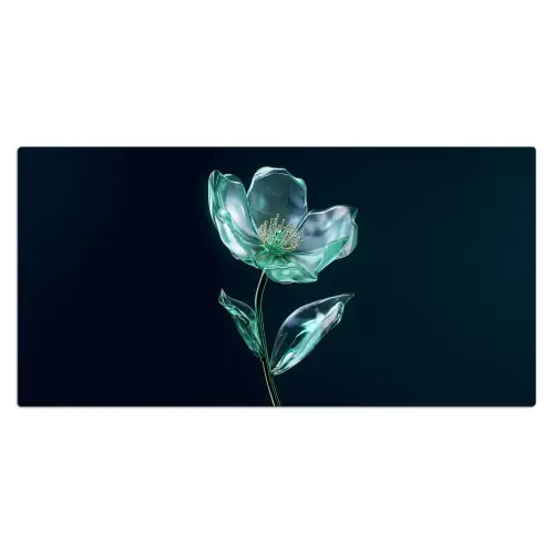 Bladeren - Bloem - Glazen - Donkerblauw Muismat XXL klein -3d_leeg